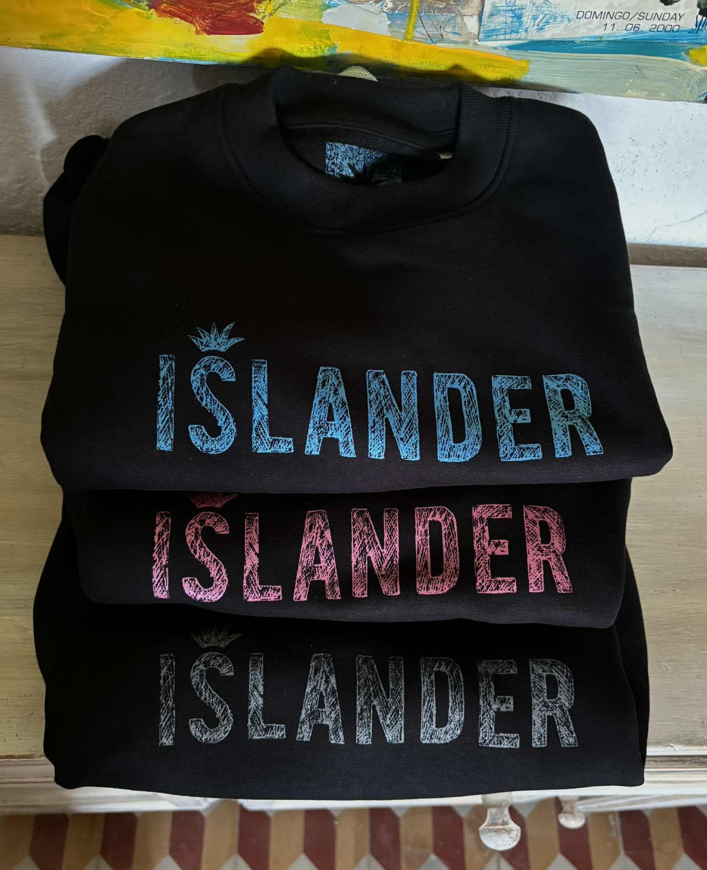 Sweatshirt Black with Metallic Print