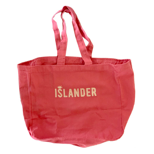Vintage Red Maxi Beach Bag with Sand Print
